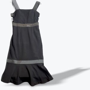 Finders Keepers Black Metallic Stripe Cutout Elastic Maxi Dress Womens Large